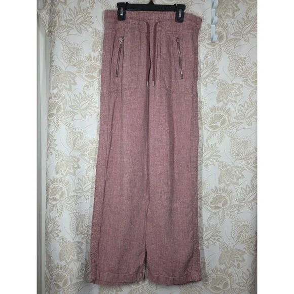 Athleta CABO Linen Wide Leg Pants in Dusty Vintage Rose sz 4 Viral Travel Vaca * - Picture 2 of 13